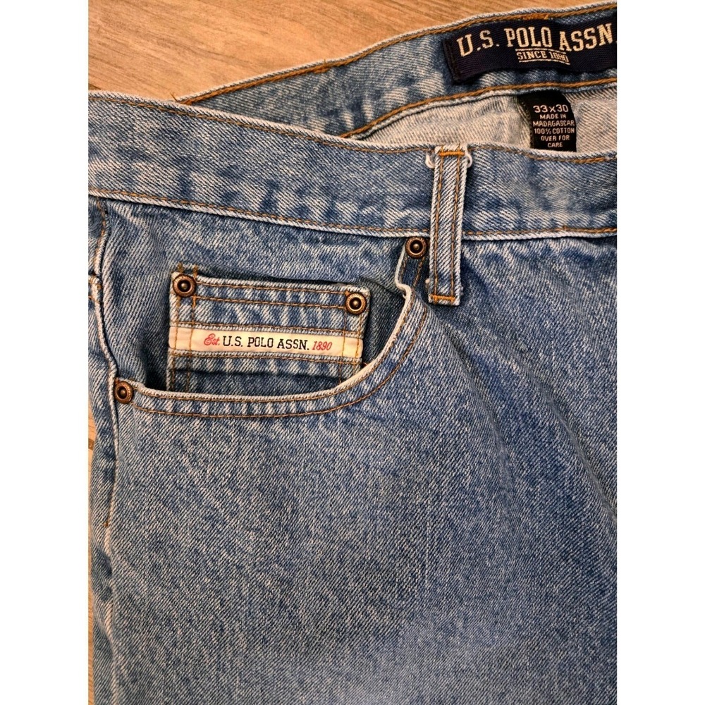 US Polo Assn Mens Light Wash Straight Leg Jeans Size 33x30 Cotton - Picture 2 of 6